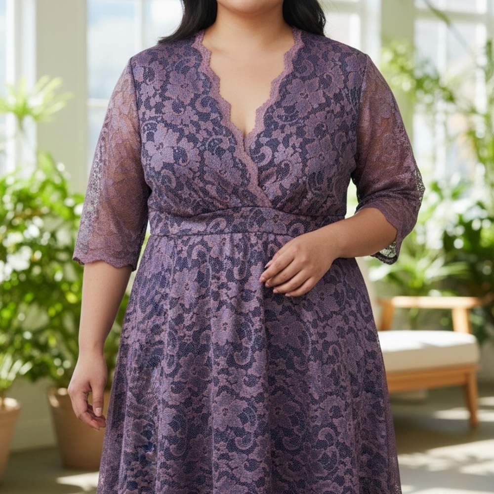 Kiyonna Deep Purple Lace Dress